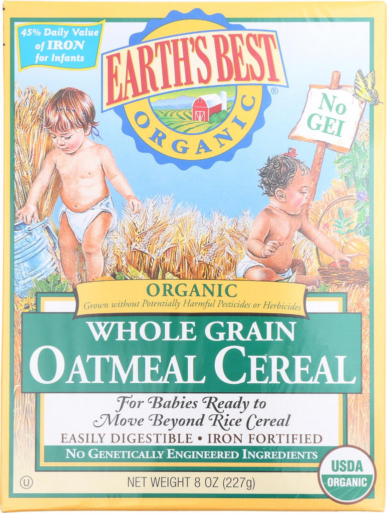 Earth's Best Organic Whole Grain Oatmeal Infant Cereal - Case Of 12 - 8 Oz.