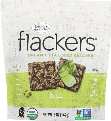 Dr. In The Kitchen Flackers Organic Flax Seed Crackers - Dill - Case Of 12 - 5 Oz.