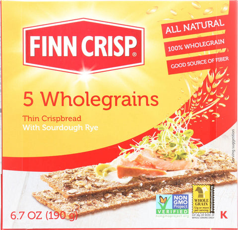 Finn Crisp Plus Five - Whole Grains - Case Of 9 - 6.7 Oz.