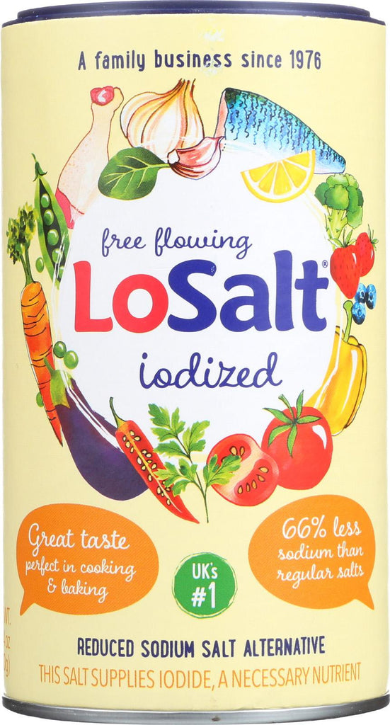 Losalt Reduced Sodium Iodized Salt - Case Of 6 - 12.35 Oz.