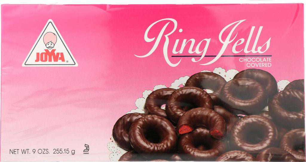 Joyva Chocolate Covered Ring Jells - Raspberry - Case Of 24 - 9 Oz.