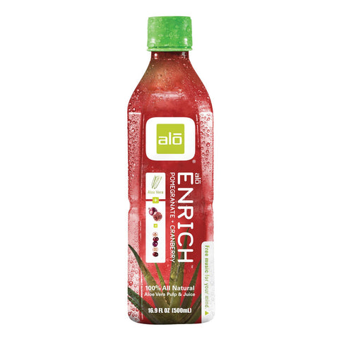 Alo Original Enrich Aloe Vera Juice Drink - Pomegranate And Cranberry - Case Of 12 - 16.9 Fl Oz.