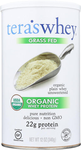 Teras Whey Protein Powder - Whey - Organic - Plain Unsweetened - 12 Oz