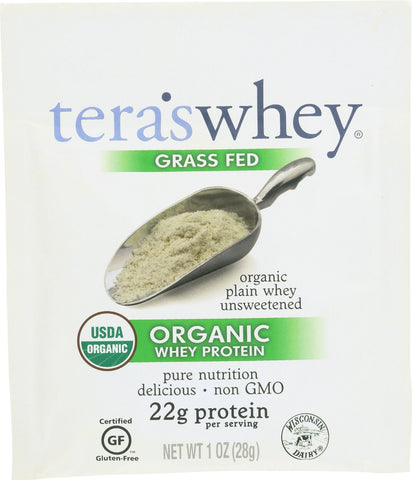 Teras Whey Protein Powder - Whey - Organic - Plain Unsweetened - 1 Oz - Case Of 12