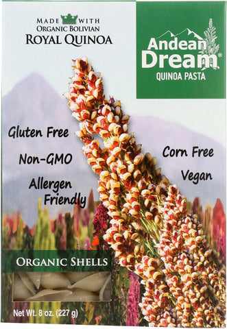 Andean Dream Gluten Free Organic Shells Quinoa Pasta - Case Of 12 - 8 Oz.