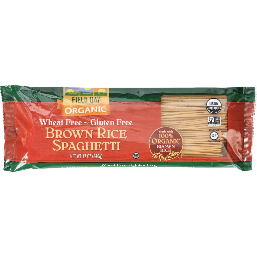 Field Day Pasta - Organic - Brown Rice - Spaghetti - 12 Oz - Case Of 12