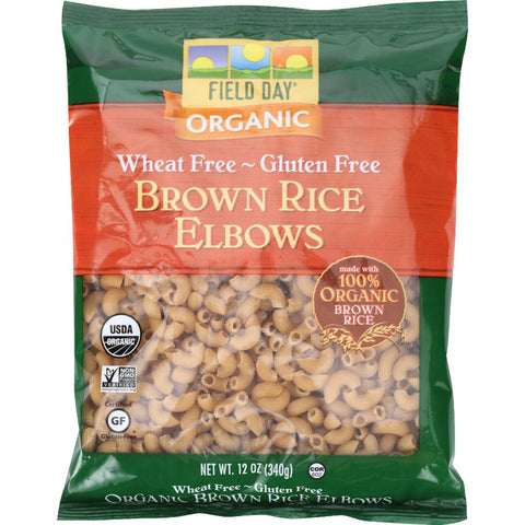 Field Day Pasta - Organic - Brown Rice - Elbows - 12 Oz - Case Of 12