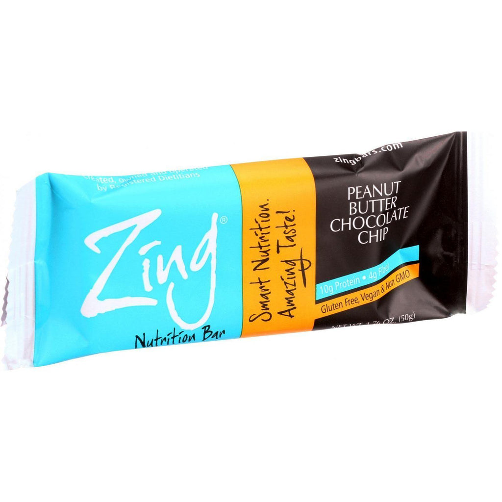 Zing Bars Nutrition Bar - Peanut Butter Chocolate Chip - 1.76 Oz Bars - Case Of 12