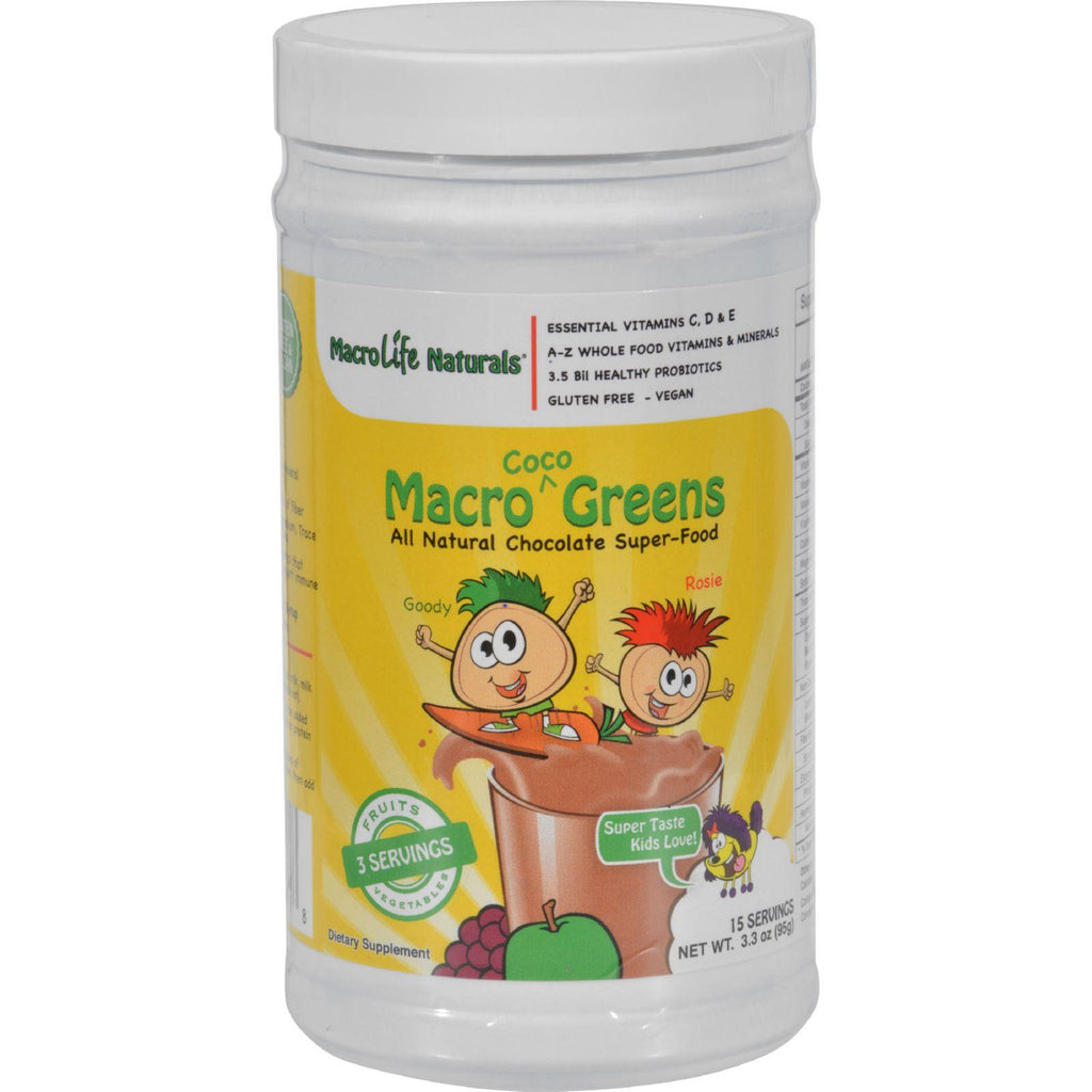 Macrolife Naturals Jr. Macro Coco-greens For Kids Chocolate - 3.3 Oz