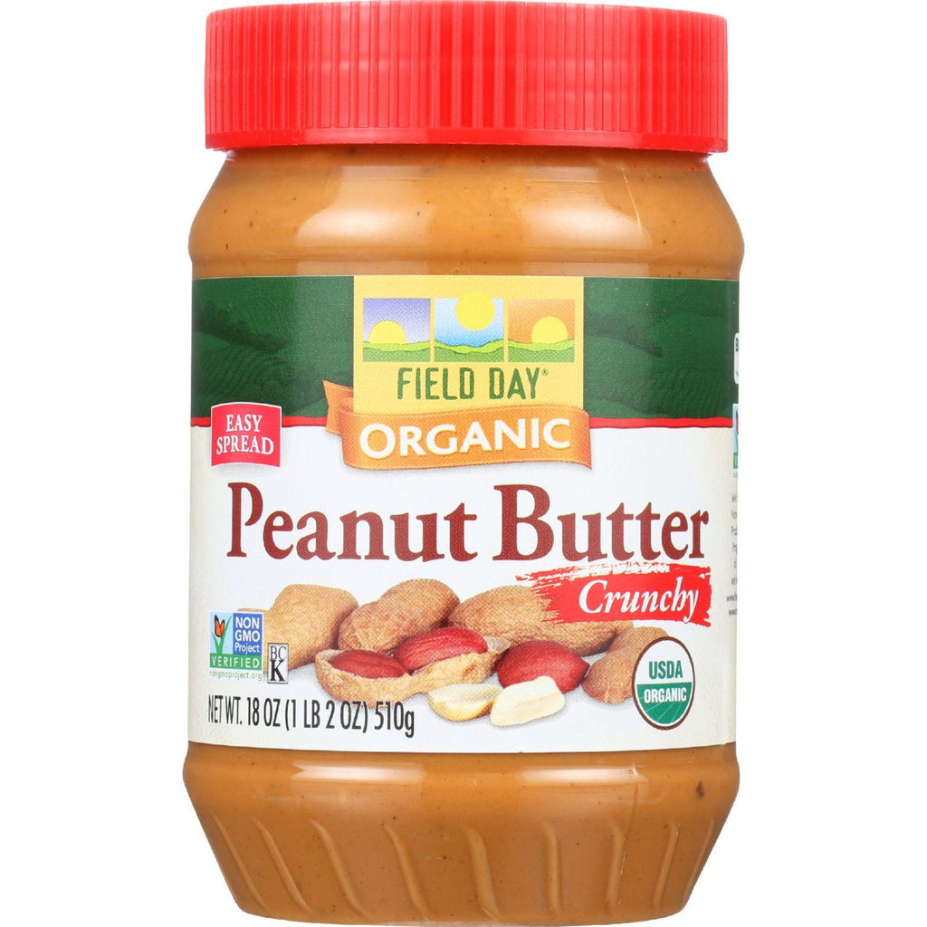 Field Day Peanut Butter - Organic - Crunchy - Salted - 18 Oz - Case Of 12