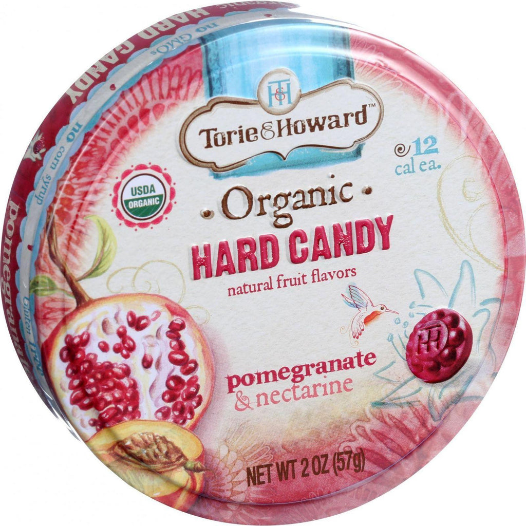 Torie And Howard Organic Hard Candy - Pomegranate And Nectarine - 2 Oz - Case Of 8