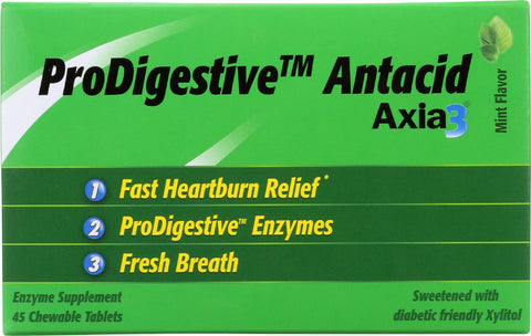 Axia 3 Heartburn Extinguisher Prodigestive Antacid - Mint - 45 Chewable Tablets