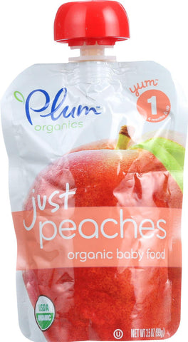 Plum Organics Just Fruit - Organic - Peaches - Stage 1 - 4 Months And Up - 3.5 Oz - Case Of 6