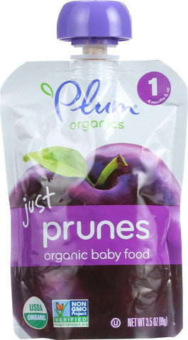 Plum Organics Just Fruit - Organic - Prunes - Stage 1 - 4 Months And Up - 3.5 Oz - Case Of 6