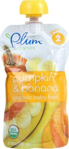 Plum Organics Baby Food - Organic -pumpkin And Banana - Stage 2 - 6 Months And Up - 3.5 .oz - Case Of 6