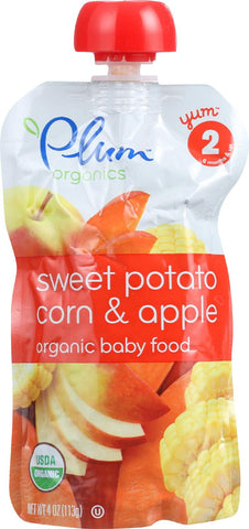 Plum Organics Baby Food - Organic -sweet Potato Corn And Apple - Stage 2 - 6 Months And Up - 3.5 .oz - Case Of 6