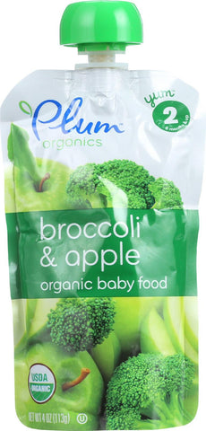 Plum Organics Baby Food - Organic - Broccoli And Apple - Stage 2 - 6 Months And Up - 4 Oz - Case Of 6