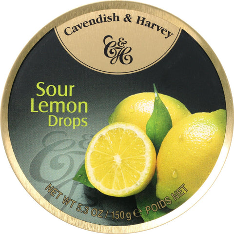 Cavendish And Harvey Fruit Drops Tin - Sour Lemon - 5.3 Oz - Case Of 12