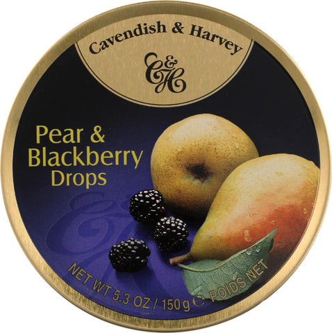 Cavendish And Harvey Fruit Drops Tin - Pear And Blackberry - 5.3 Oz - Case Of 12