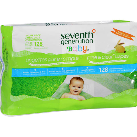 Seventh Generation Baby Wipes - Free And Clear Refill - 128 Ct - Case Of 6