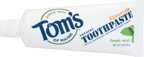 Tom's Of Maine Travel Natural Toothpaste - Fresh Mint, Fluoride - Case Of 24 - 3 Oz.