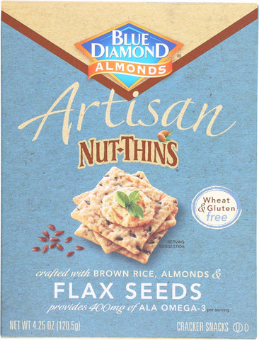 Blue Diamond Artesion Nut Thins - Flax Seed - Case Of 12 - 4.25 Oz.