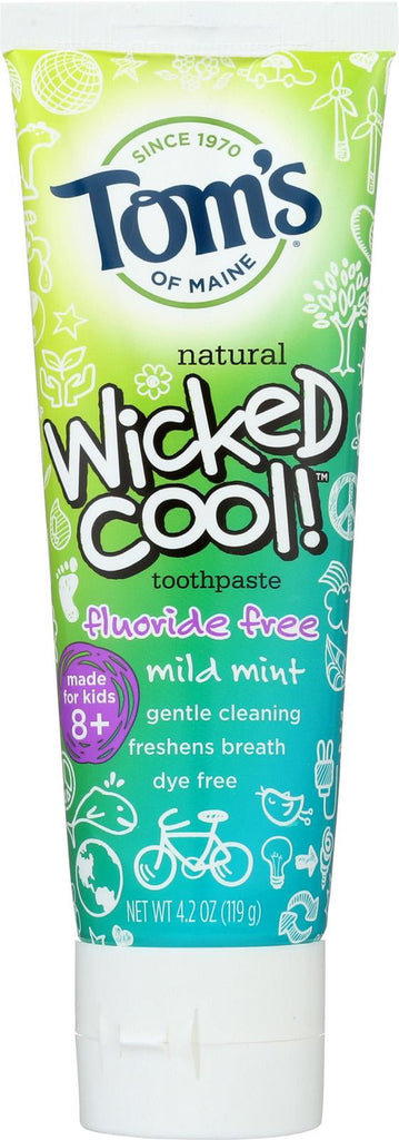 Tom's Of Maine Wicked Cool Toothpaste - Mild Mint, Fluoride-free - Case Of 6 - 4.2 Oz.