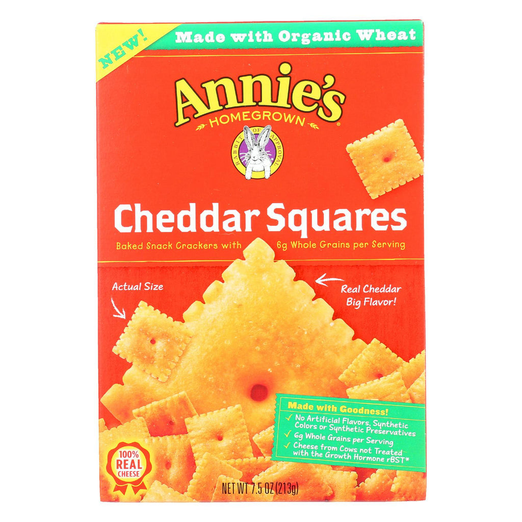 Annie's Homegrown Cheddar Squares Baked Snack Crackers - Case Of 12 - 7.5 Oz.