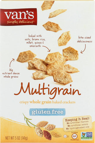 Van's Natural Foods Gluten Free Crackers - Multi Grain - Case Of 6 - 5 Oz.