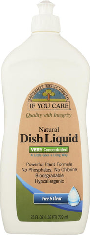 If You Care Dish Liquid - Free And Clear - 25 Oz - Case Of 12