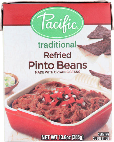 Pacific Natural Foods Refried Pinto Beans - Traditional - Case Of 12 - 13.6 Oz.