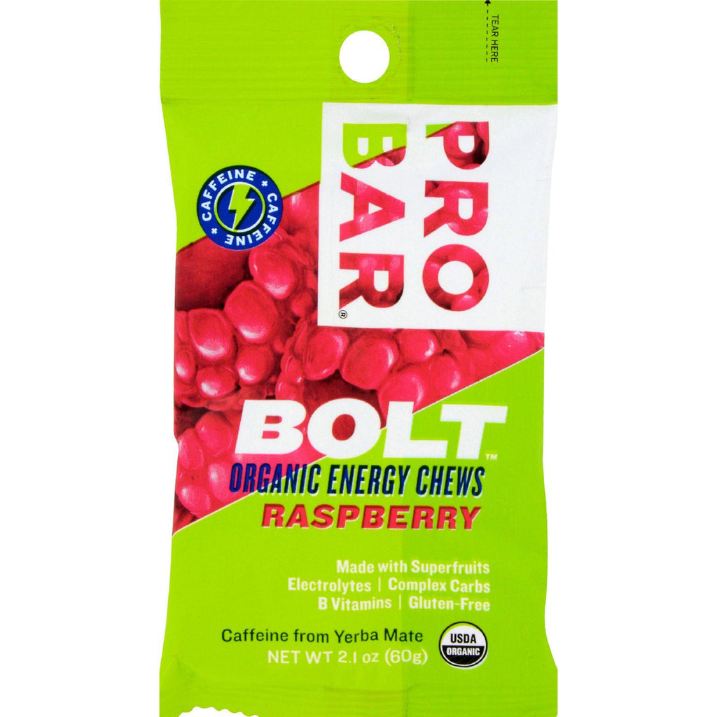 Probar Bolt Energy Chews - Organic Raspberry - 2.1 Oz - Case Of 12