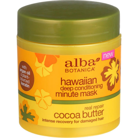 Alba Botanica Deep Conditioning Minute Mask - Hawaiian - Real Repair Cocoa Butter - 5.5 Oz