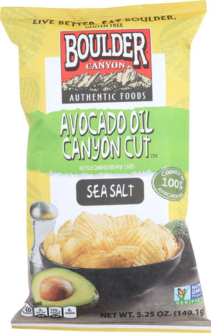 Boulder Canyon Natural Foods Avocado Oil Canyon Cut Potato Chips - Sea Salt - Case Of 12 - 5.25 Oz.