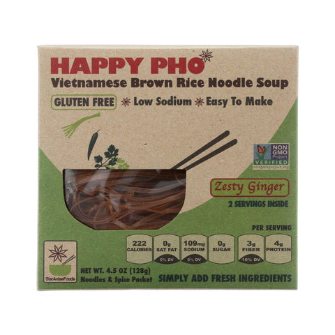 Star Anise Foods Soup - Brown Rice Noodle - Vietnamese - Happy Pho - Zesty Ginger - 4.5 Oz - Case Of 6