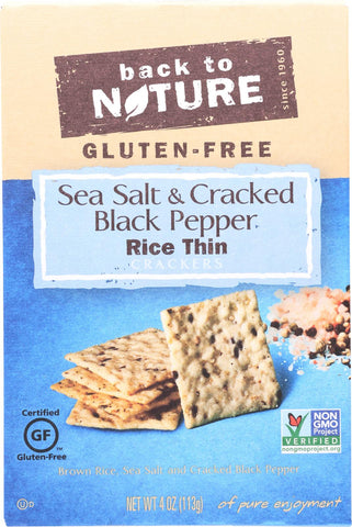 Back To Nature Crackers - Sea Salt And Cracked Black Pepper Rice - Case Of 12 - 4 Oz.