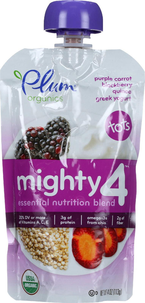 Plum Organics Essential Nutrition Blend - Mighty 4 - Purple Carrot Blackberry Quinoa Greek Yogurt - 4 Oz - Case Of 6