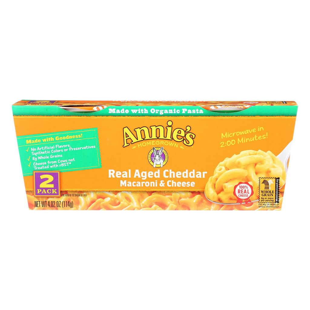 Annie's Homegrown Real Aged Cheddar Macaroni And Cheese Microcaps - Case Of 6 - 4.02 Oz.