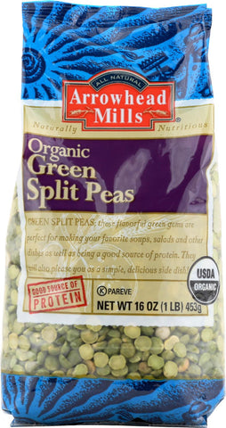 Arrowhead Mills Organic Green Spilt Peas - Case Of 6 - 16 Oz.