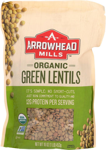 Arrowhead Mills Organic Green Lentils - Case Of 6 - 16 Oz.