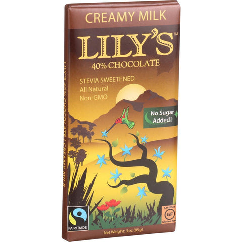 Lily's Sweets Chocolate Bar - Creamy Milk Chocolate - 40 Percent Cocoa - 3 Oz Bars - Case Of 12