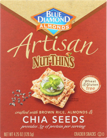 Blue Diamond Artesion Nut Thins - Chia Seed - Case Of 12 - 4.25 Oz.