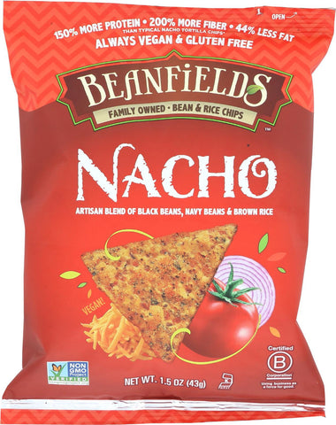 Beanfields Chips - Nacho Bean And Rice - Case Of 24 - 1.5 Oz.