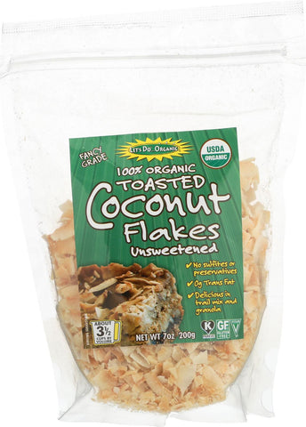 Let's Do Organics Toasted Coconut Flakes - Organic - Case Of 12 - 7 Oz.