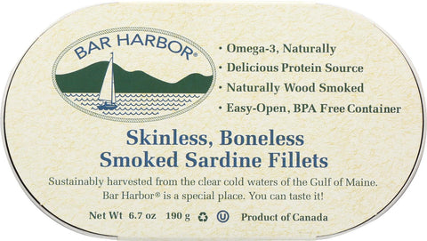 Bar Harbor Smoked Sardine Fillets - Case Of 12 - 6.7 Oz.