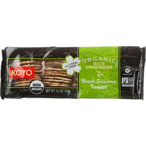 Koyo Rice Crackers - Organic - Black Sesame Tamari - 3.5 Oz - Case Of 12