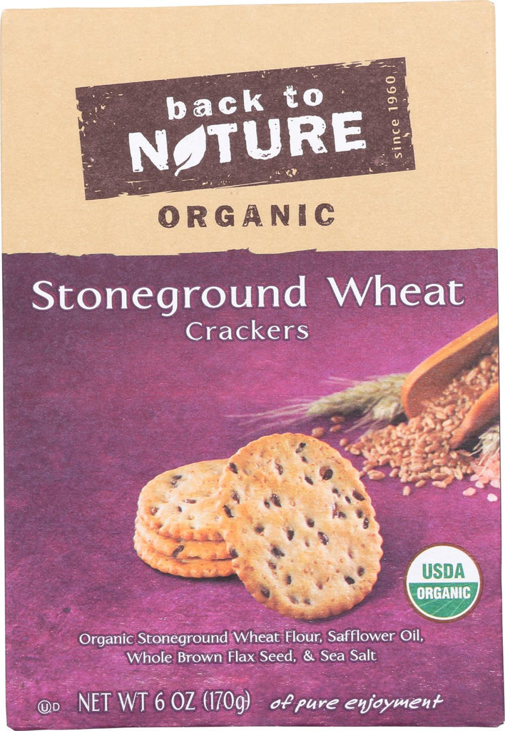 Back To Nature Crackers - Organic Stoneground Wheat - Case Of 6 - 6 Oz.