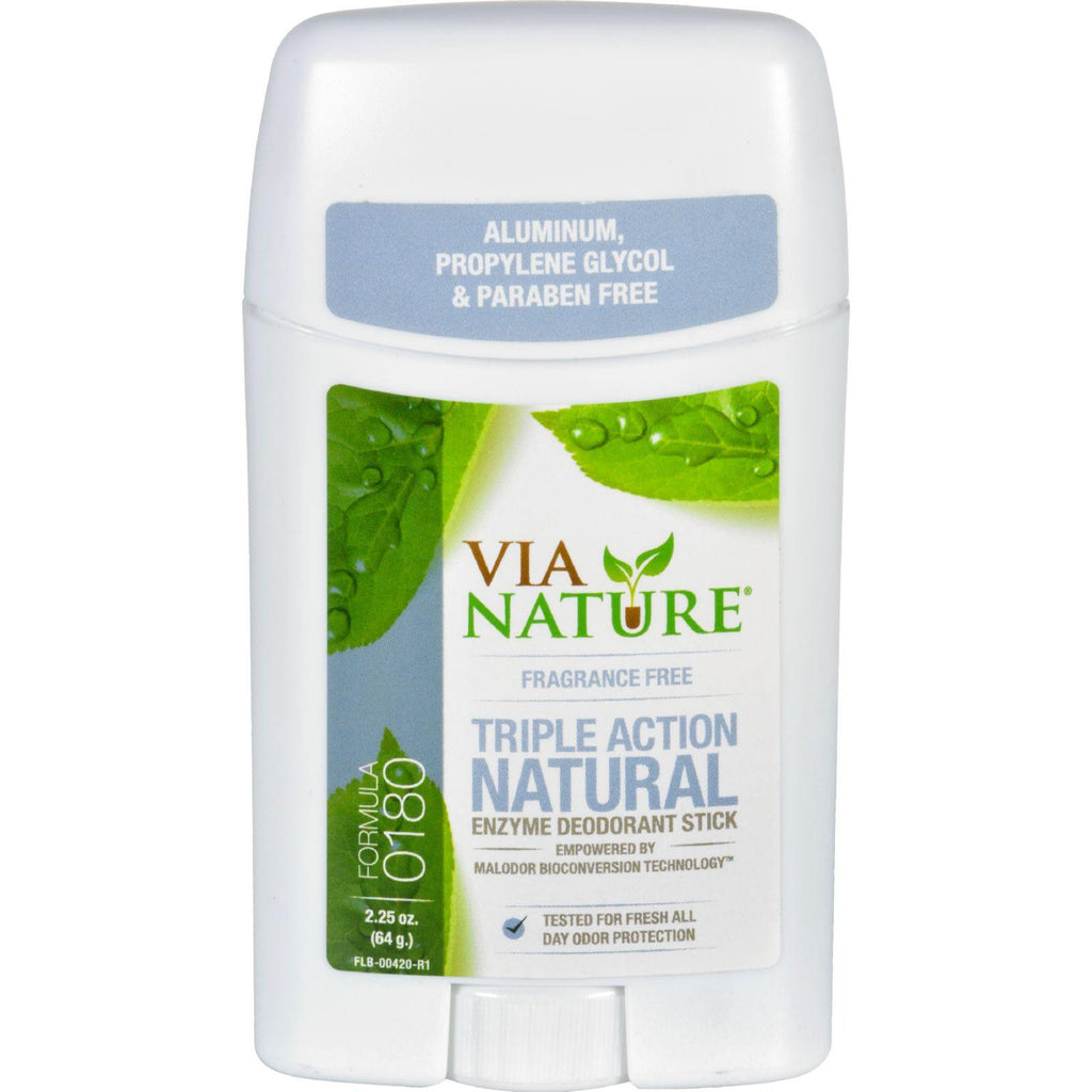 Via Nature Deodorant - Stick - Fragrance Free - 2.25 Oz