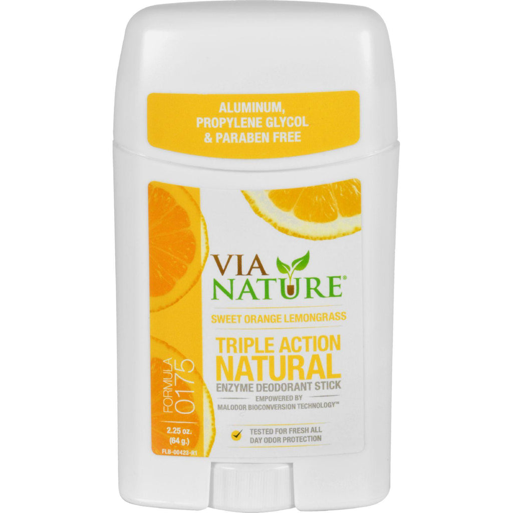 Via Nature Deodorant - Stick - Sweet Orange Lemongrass - 2.25 Oz