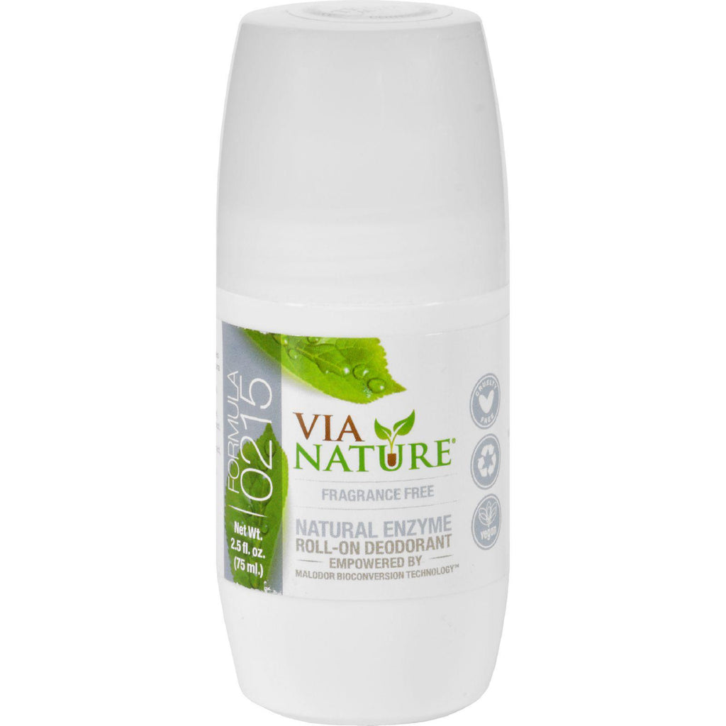 Via Nature Deodorant - Roll On - Frangrance Free - 2.5 Fl Oz